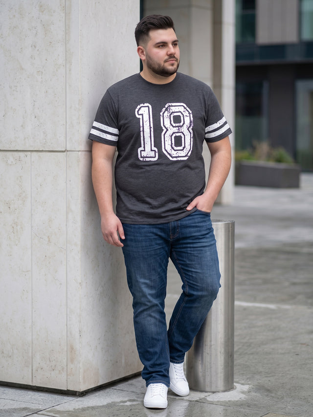 Men Plus Size Sudan Dark Grey Printed Round Neck Tshirts