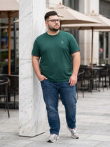 Men Plus Size Vaporcrew-Green Solid Green Round Neck