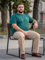 Men Plus Size Hiddenmist-Green Solid Green Round Neck Tshirt