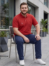 Men Plus Size Brew-Red Red Solid Polo Tshirts