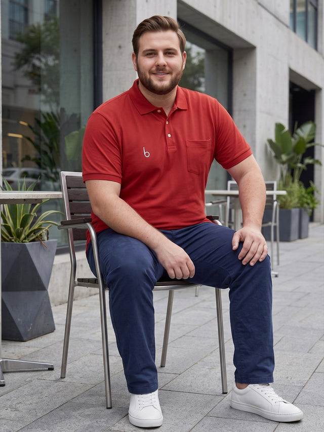 Men Plus Size Brew-Red Red Solid Polo Tshirts