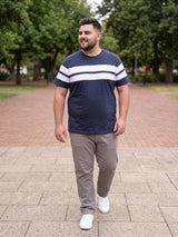 Men Plus Size Bridge Navy Colorblock Round Neck Tshirt