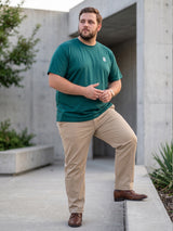 Men Plus Size Hiddenmist-Green Solid Green Round Neck Tshirt