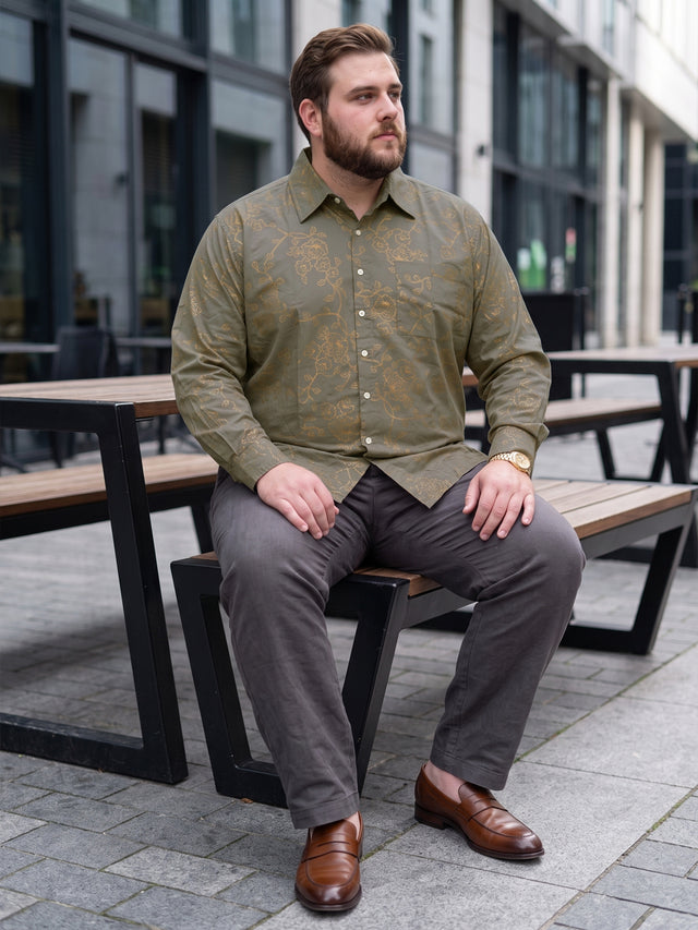 Men Plus Size Turlough Brown Printed Shirts