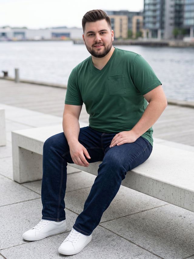 Men Plus Size Bitter Solid V-Neck Tshirt
