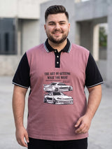 Men Plus Size Adian Pink Printed Polo Tshirt