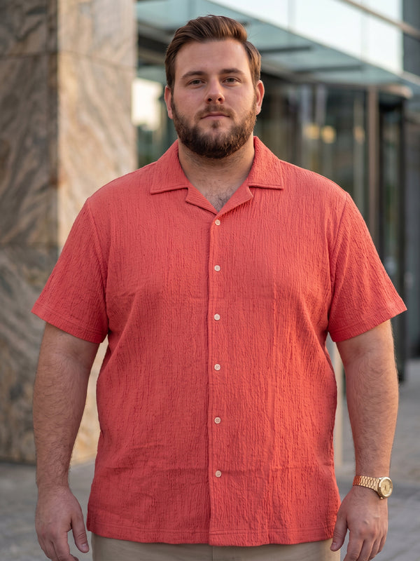 Men Plus Size Oriyeno Red Self Design Shirts