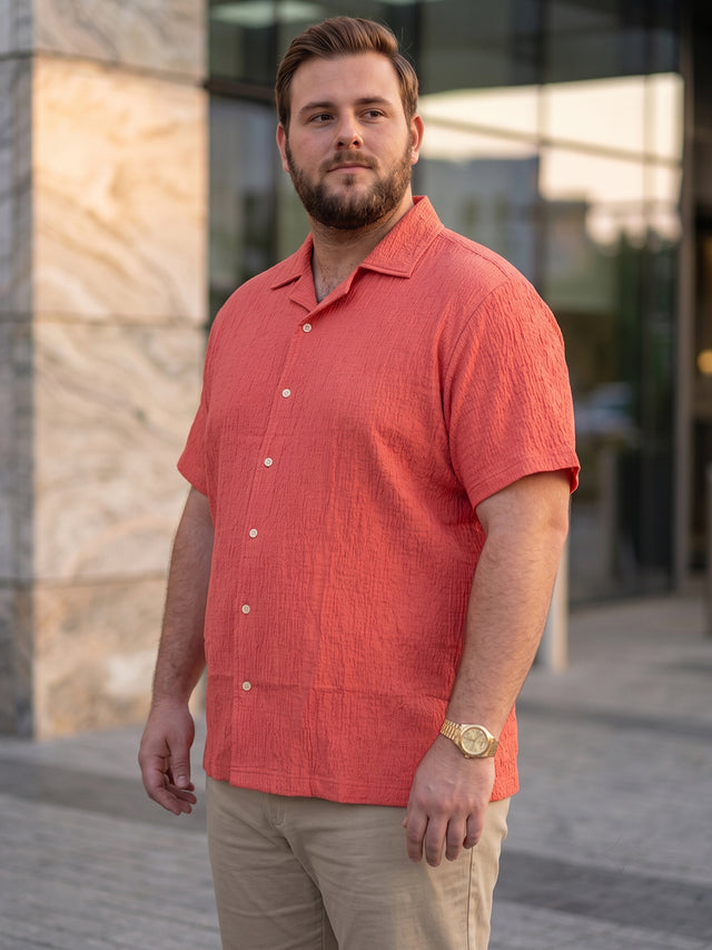 Men Plus Size Oriyeno Red Self Design Shirts