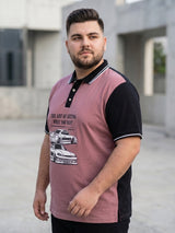 Men Plus Size Adian Pink Printed Polo Tshirt