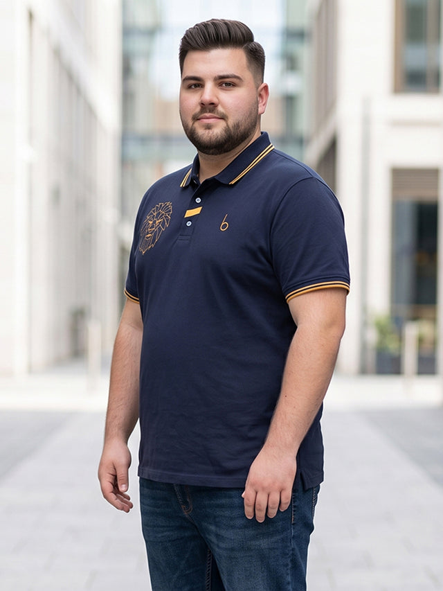 Men Plus Size Savage-Navy Solid Navy Blue Polo Men Tshirt