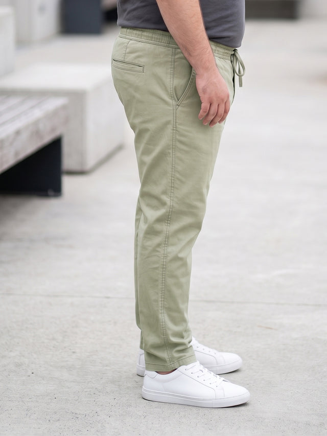 Men Plus Size Novira Sage Green Solid Trousers