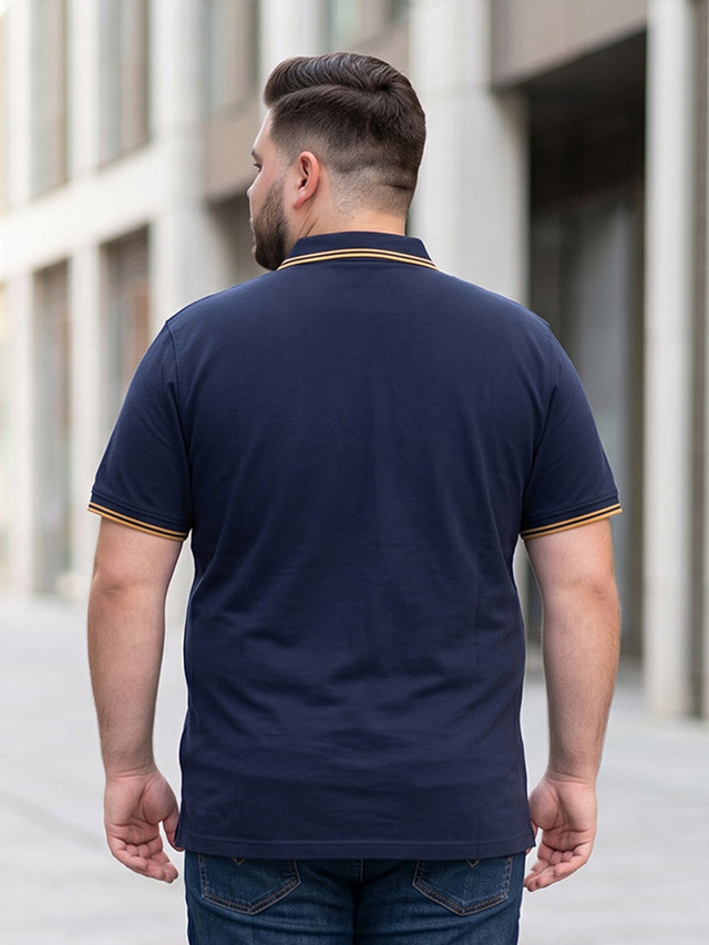 Men Plus Size Savage-Navy Solid Navy Blue Polo Men Tshirt