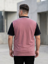 Men Plus Size Adian Pink Printed Polo Tshirt