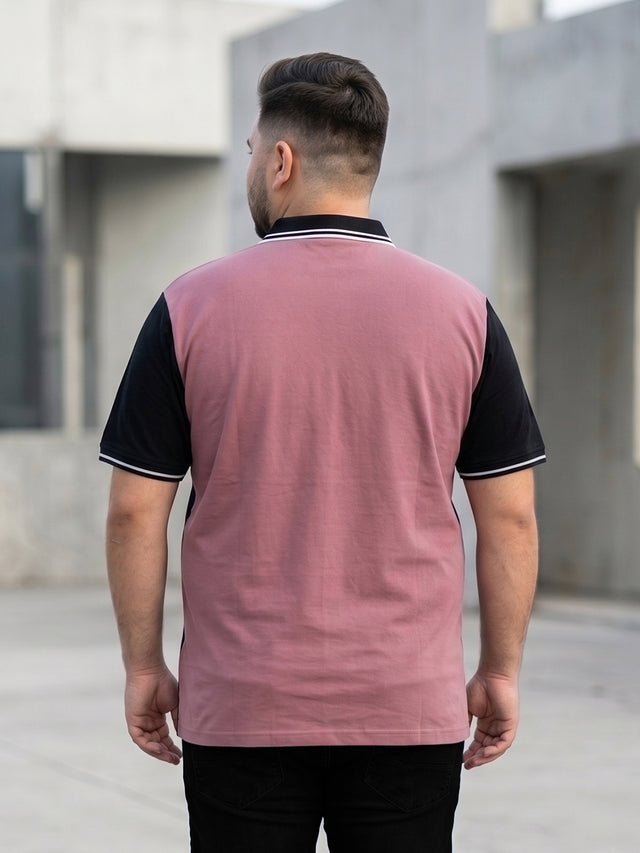 Men Plus Size Adian Pink Printed Polo Tshirt