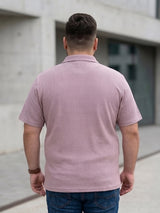 Men Plus Size Saren Pink Waffle Polo Tshirt