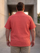 Men Plus Size Oriyeno Red Self Design Shirts
