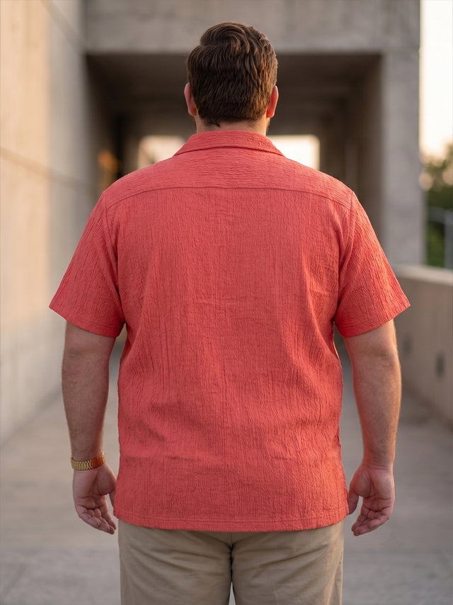 Men Plus Size Oriyeno Red Self Design Shirts