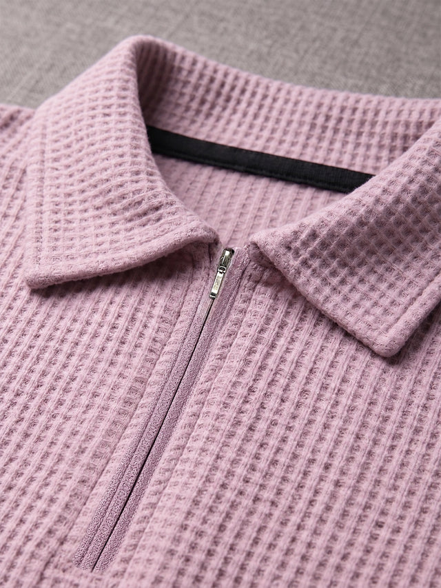 Men Plus Size Saren Pink Waffle Polo Tshirt