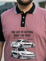 Men Plus Size Adian Pink Printed Polo Tshirt