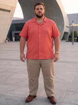 Men Plus Size Oriyeno Red Self Design Shirts