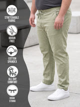Men Plus Size Novira Sage Green Solid Trousers