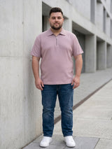 Men Plus Size Saren Pink Waffle Polo Tshirt