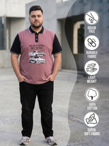 Men Plus Size Adian Pink Printed Polo Tshirt