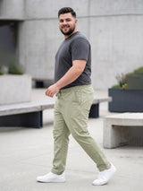 Men Plus Size Novira Sage Green Solid Trousers