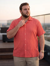 Men Plus Size Oriyeno Red Self Design Shirts