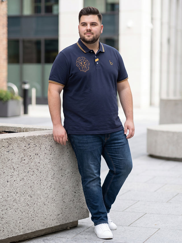 Men Plus Size Savage-Navy Solid Navy Blue Polo Men Tshirt