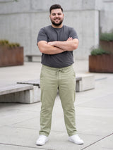 Men Plus Size Novira Sage Green Solid Trousers