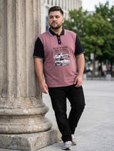 Men Plus Size Adian Pink Printed Polo Tshirt