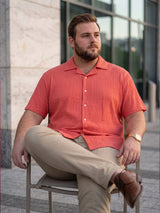 Men Plus Size Oriyeno Red Self Design Shirts