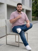 Men Plus Size Saren Pink Waffle Polo Tshirt