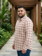 Men Plus Size Static Multicolor Checkered Casual Shirt
