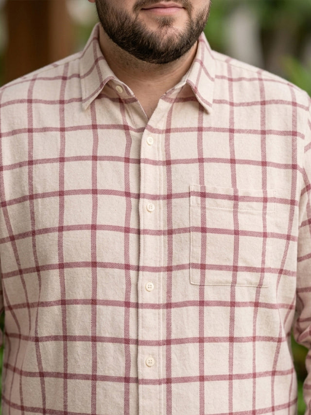 Men Plus Size Static Multicolor Checkered Casual Shirt