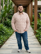 Men Plus Size Static Multicolor Checkered Casual Shirt