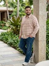 Men Plus Size Static Multicolor Checkered Casual Shirt