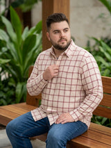 Men Plus Size Static Multicolor Checkered Casual Shirt