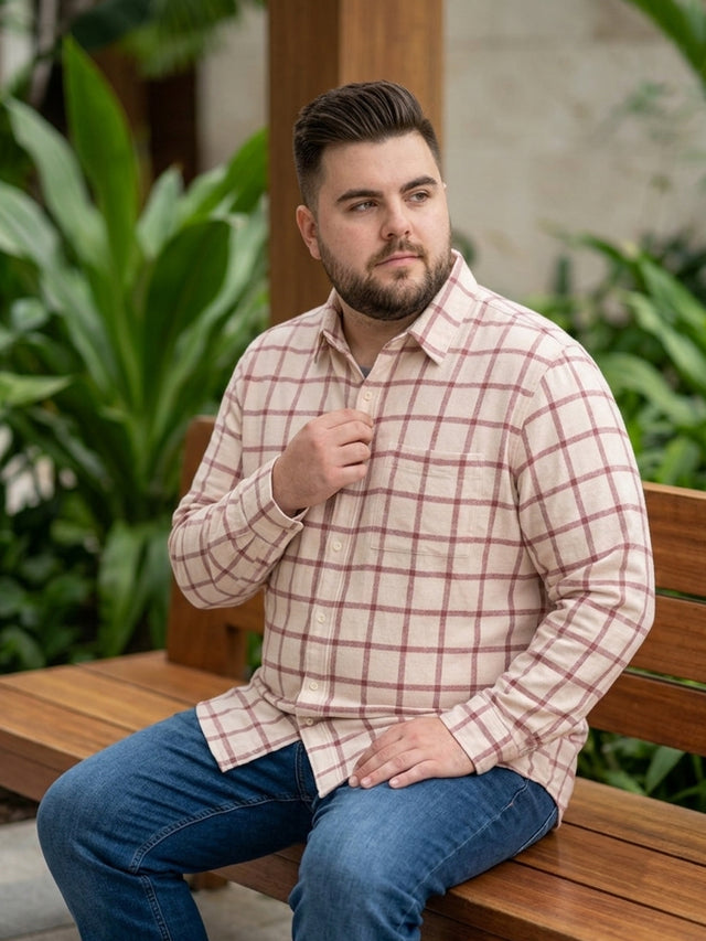 Men Plus Size Static Multicolor Checkered Casual Shirt