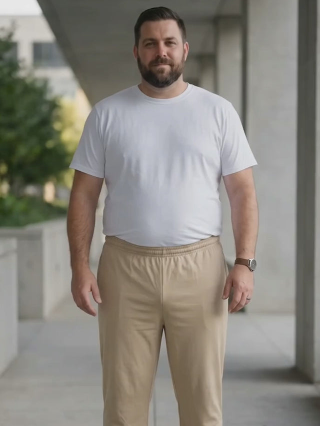 Men Plus Size Gossamer Beige Solid Trackpant