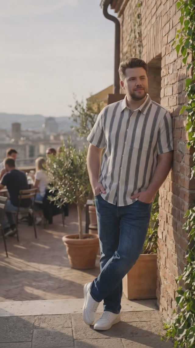 Men Plus Size Stripesafari Multi Textured Shirts
