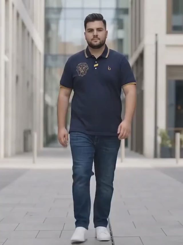 Men Plus Size Savage-Navy Solid Navy Blue Polo Men Tshirt