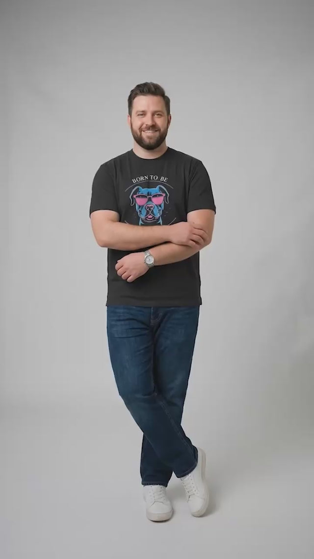 Men Plus Size Hypehound Black Printed Round Neck