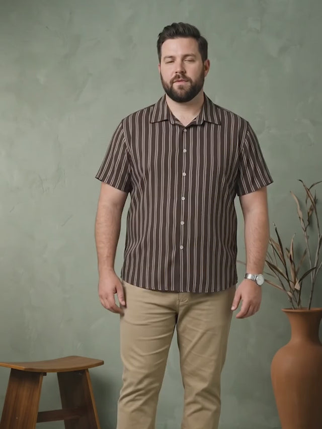 Men Plus Size Coffeescape Multi Striped Shirts