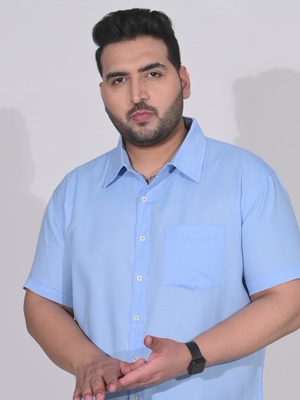 Men Plus Size Panny-Sky Solid Shirt
