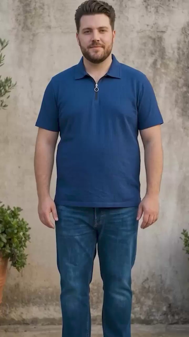 Men Plus Size Zorin Blue Solid Polo