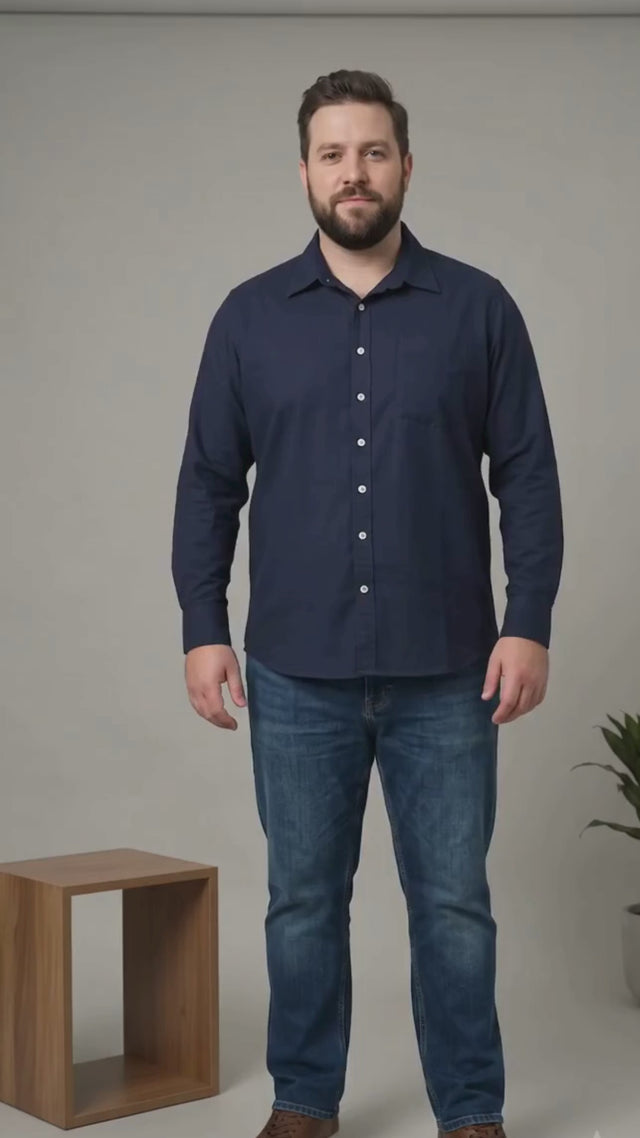 Men Plus Size Navyroth Navy Solid Shirts