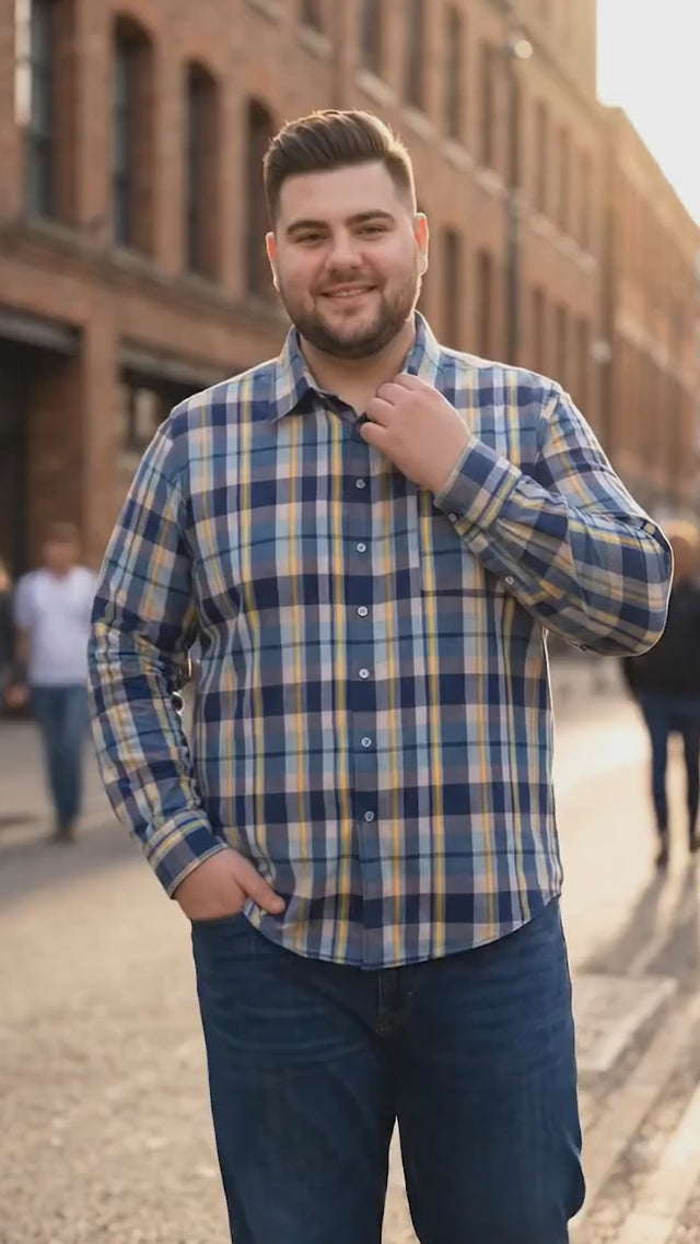 Men Plus Size Velquinn Multi Check Shirts