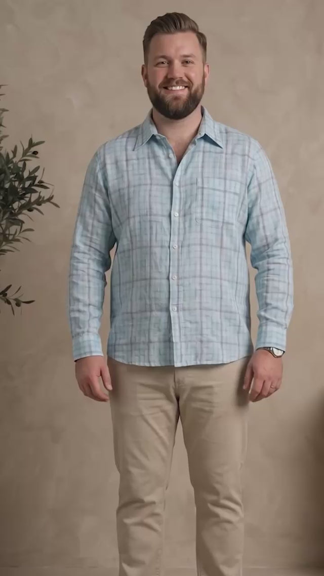 Men Plus Size Aquavelle Sky Blue Check Shirts